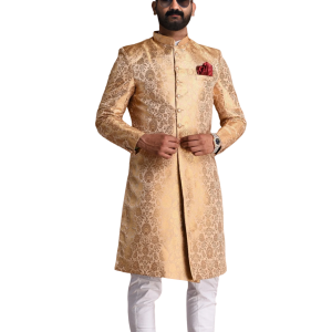 Fawn Golden Banarasi Sherwani - Buy Premium Silk | Jaipurio